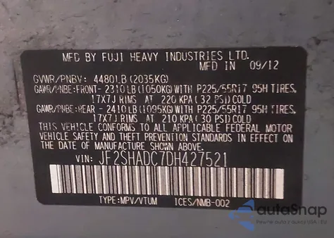 2013 Subaru Forester 2.5X Premium из США, поврежденный, VIN JF2SHADC7DH427521